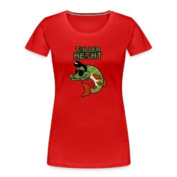 Toller Hecht Angeln Raubfisch - Frauen Premium Bio T-Shirt - Rot - Vorne - Mia (176cm)