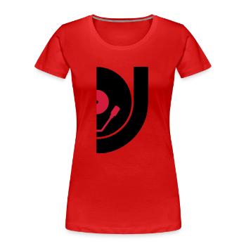 DJ Record Vinyl Plate - T-shirt bio Premium Femme - rouge - Devant - Mia (176cm)
