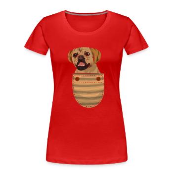Pet Gift Idea Dog Chest Bag Puggle - Women's Premium Organic T-Shirt - red - Front - Mia (176cm)