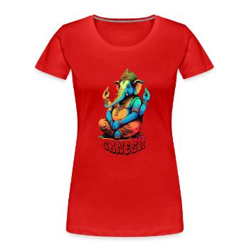 Ganesh - T-shirt bio Premium Femme - rouge - Devant - Mia (176cm)