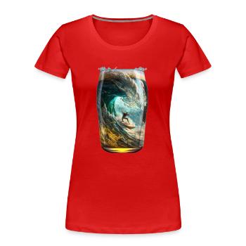 Surfen im Bierglas - Frauen Premium Bio T-Shirt - Rot - Vorne - Mia (176cm)