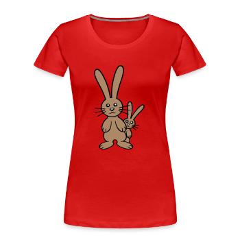 2 Hasen Kind versteckt Vater Zwei Kleinkind Mutter - Frauen Premium Bio T-Shirt - Rot - Vorne - Mia (176cm)