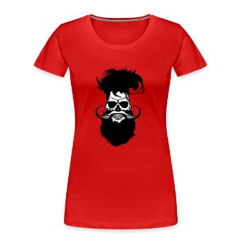 Beard Beard Hipster Mustache Skull Beard - Women's Premium Organic T-Shirt - red - Front - Mia (176cm)