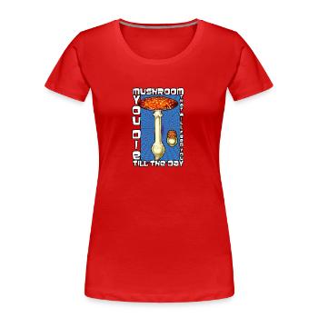 Amanite Muscaria Fly Agaric Mycology Psychédélique - T-shirt bio Premium Femme - rouge - Devant - Mia (176cm)