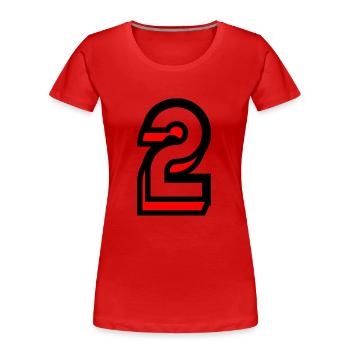 2 JAHRE. 2. JUBILÄUM. GEBURTSTAG 2 JAHRE. 2 - Frauen Premium Bio T-Shirt - Rot - Vorne - Mia (176cm)
