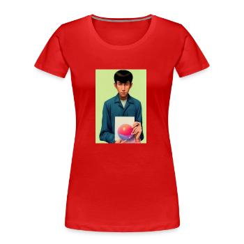 Bubble Gum Art Image - Selfie Artwork sur LSD - T-shirt bio Premium Femme - rouge - Devant - Mia (176cm)