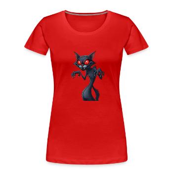 Gruselige Katze - Frauen Premium Bio T-Shirt - Rot - Vorne - Mia (176cm)
