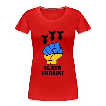 Slava ukraini - Frauen Premium Bio T-Shirt - Rot - Vorne - Mia (176cm)