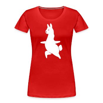 Lama Alpaga Workout Yoga Silhouette Minimaliste - T-shirt bio Premium Femme - rouge - Devant - Mia (176cm)