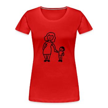 Mutter / Oma + Kind - Line - Frauen Premium Bio T-Shirt - Rot - Vorne - Mia (176cm)