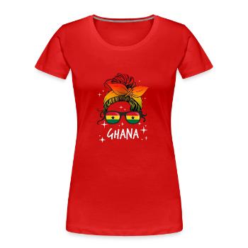 Ghana - Frauen Premium Bio T-Shirt - Rot - Vorne - Mia (176cm)