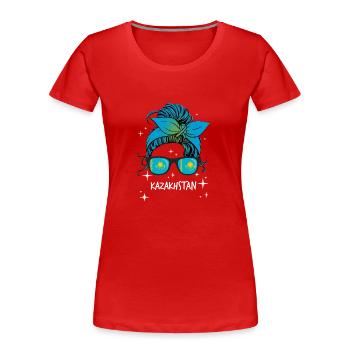 Kasachstan - Frauen Premium Bio T-Shirt - Rot - Vorne - Mia (176cm)
