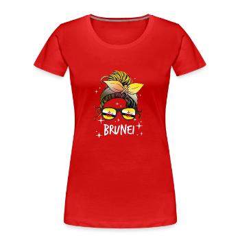 Brunei - Frauen Premium Bio T-Shirt - Rot - Vorne - Mia (176cm)