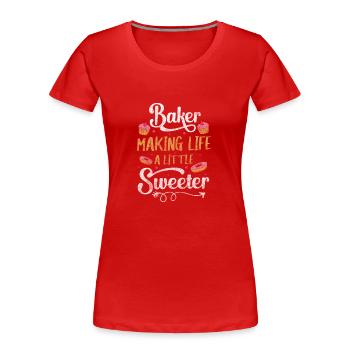 Chef pâtissier pâtissier cupcake - T-shirt bio Premium Femme - rouge - Devant - Mia (176cm)