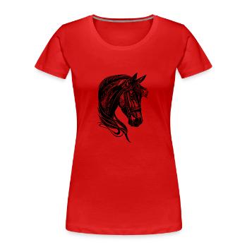 Elegantes Rassiges Pferde Porträt Tattoo - Frauen Premium Bio T-Shirt - Rot - Vorne - Mia (176cm)