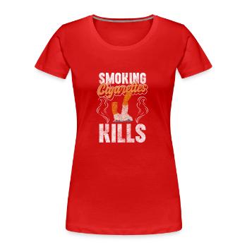 Fumeurs Fumeurs Interdiction de fumer Consommation - T-shirt bio Premium Femme - rouge - Devant - Mia (176cm)