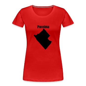 Pacoima - Frauen Premium Bio T-Shirt - Rot - Vorne - Mia (176cm)