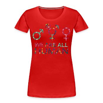 Nous sommes tous des symboles de genre LGBT humains - T-shirt bio Premium Femme - rouge - Devant - Mia (176cm)