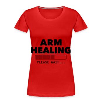 Arm Healing Please Wait - Frauen Premium Bio T-Shirt - Rot - Vorne - Mia (176cm)