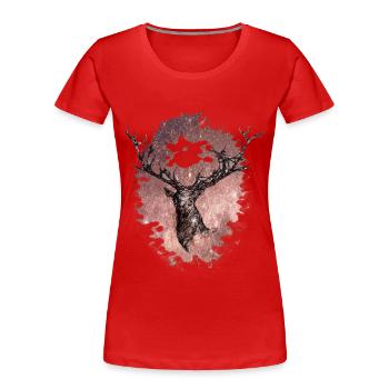 l'étoile du cerf - T-shirt bio Premium Femme - rouge - Devant - Mia (176cm)