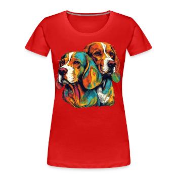 2 colorful beagles - Women's Premium Organic T-Shirt - red - Front - Mia (176cm)