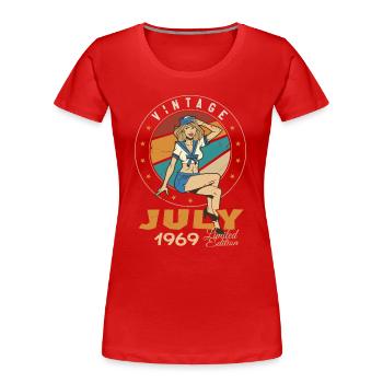 July 1969 July Birthday Present July 1969 - Women's Premium Organic T-Shirt - red - Front - Mia (176cm)