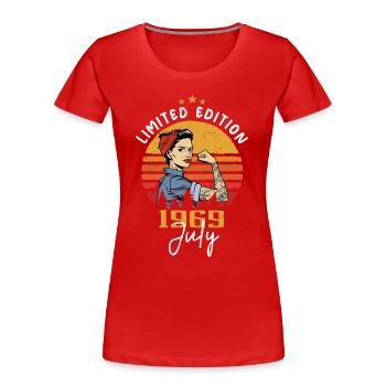July 1969 - Birthday in July 1969 Gift - Women's Premium Organic T-Shirt - red - Front - Mia (176cm)