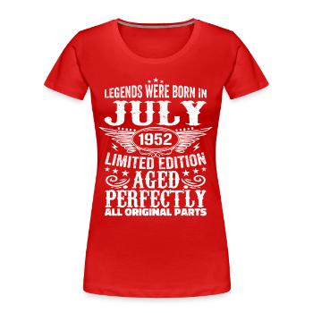Juillet 1952 | Anniversaire 1952 Né en juillet 1952 - T-shirt bio Premium Femme - rouge - Devant - Mia (176cm)