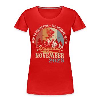 Légendaire depuis novembre 2025 - 2025 - T-shirt bio Premium Femme - rouge - Devant - Mia (176cm)