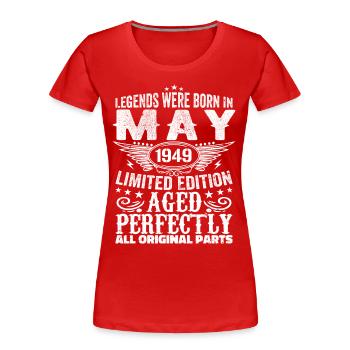 Mai 1949 Geburtstagsgeschenk Mai 1949 Mai - Frauen Premium Bio T-Shirt - Rot - Vorne - Mia (176cm)