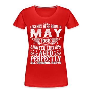 Mai 1966 Geburtstagsgeschenk Mai 1966 Mai - Frauen Premium Bio T-Shirt - Rot - Vorne - Mia (176cm)