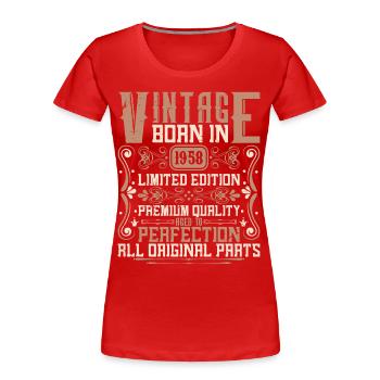 1958 Anniversaire Millésime 1958 Né Millésime 1958 - T-shirt bio Premium Femme - rouge - Devant - Mia (176cm)