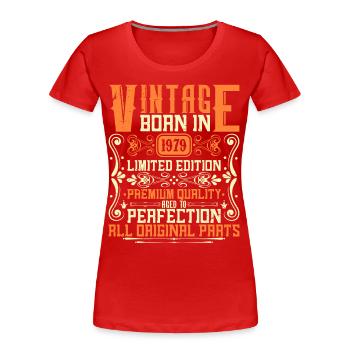 1979 Né en 1979 - Construit en 1979 Anniversaire en 1979 - T-shirt bio Premium Femme - rouge - Devant - Mia (176cm)