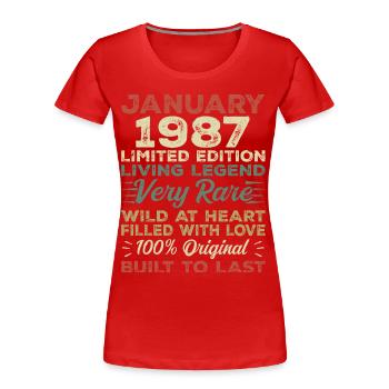 January 1987 birthday - January 1987, January 1987 - Women's Premium Organic T-Shirt - red - Front - Mia (176cm)