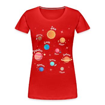 Kinder Sonnensystem Planeten Weltraum Wissen - Frauen Premium Bio T-Shirt - Rot - Vorne - Mia (176cm)