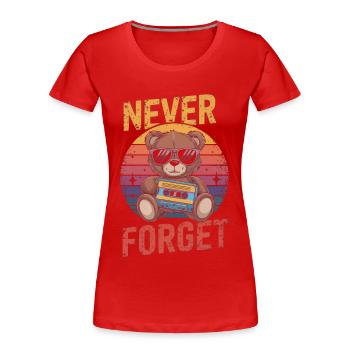 Teddybär mit Sonnenbrille und Musik Kassette - Frauen Premium Bio T-Shirt - Rot - Vorne - Mia (176cm)