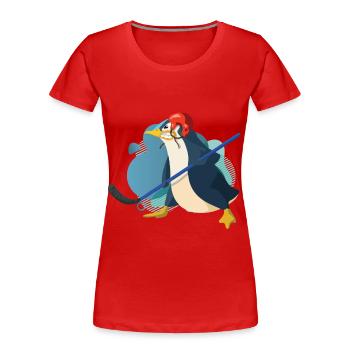 cooler lustiger Eishockey Pinguin - Frauen Premium Bio T-Shirt - Rot - Vorne - Mia (176cm)