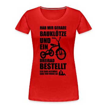 Lustige Sprüche Kindheit Optimismus Geschenkidee - Frauen Premium Bio T-Shirt - Rot - Vorne - Mia (176cm)