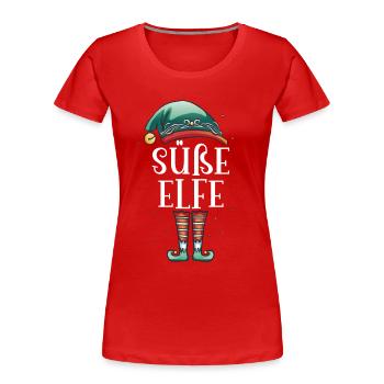 Weihnachten Partnerkostüm süße Elf Elfe Elfen - Frauen Premium Bio T-Shirt - Rot - Vorne - Mia (176cm)