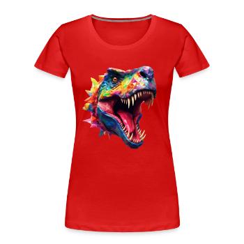 Polygone T-Rex Dinosaure - T-shirt bio Premium Femme - rouge - Devant - Mia (176cm)
