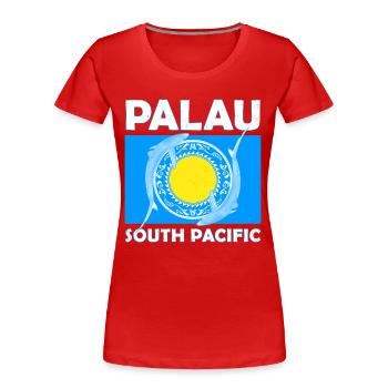 Palau Flagge und Blauhaie - Frauen Premium Bio T-Shirt - Rot - Vorne - Mia (176cm)