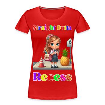 Straight outta recess - Women's Premium Organic T-Shirt - red - Front - Mia (176cm)
