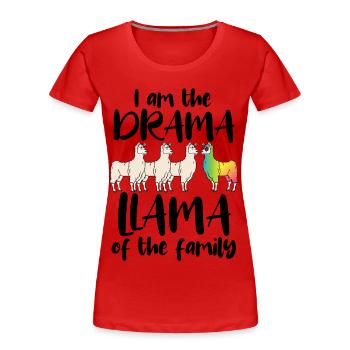 Drame Lama de la famille Drame Lama Rainbow LGBT - T-shirt bio Premium Femme - rouge - Devant - Mia (176cm)