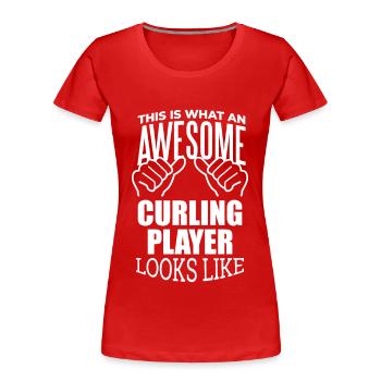 Curling Curling Curling - Frauen Premium Bio T-Shirt - Rot - Vorne - Mia (176cm)