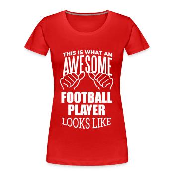 Football Football Football - Women's Premium Organic T-Shirt - red - Front - Mia (176cm)