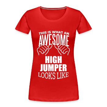 Saut en hauteur Saut en hauteur Saut en hauteur - T-shirt bio Premium Femme - rouge - Devant - Mia (176cm)