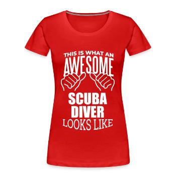 Scuba Diving Scuba Diving Scuba Diving - Women's Premium Organic T-Shirt - red - Front - Mia (176cm)