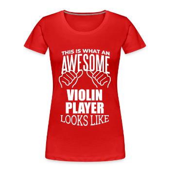 Violin Violin Violin - Women's Premium Organic T-Shirt - red - Front - Mia (176cm)