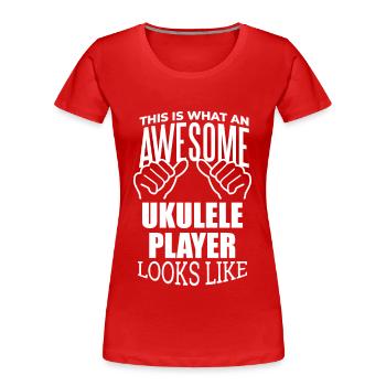 Ukulele Ukulele Ukulele - Women's Premium Organic T-Shirt - red - Front - Mia (176cm)