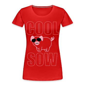 Cool Sow Pig with Sunglasses | Funny Farm Style - Frauen Premium Bio T-Shirt - Rot - Vorne - Mia (176cm)